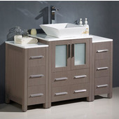  Torino 48'' Wide Gray Oak Modern Bathroom Cabinets w/ Top & Vessel Sink