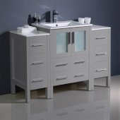  Torino 48'' Gray Modern Bathroom Vanity Cabinets w/ Integrated Sink, 48'' W x 18-1/8'' D x 33-3/4'' H