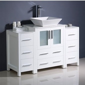  Torino 48'' Wide White Modern Bathroom Cabinets w/ Top & Vessel Sink