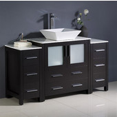  Torino 54'' Wide Espresso Modern Bathroom Cabinets w/ Top & Vessel Sink