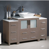  Torino 54'' Wide Gray Oak Modern Bathroom Cabinets w/ Top & Vessel Sink