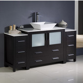  Torino 60'' Wide Espresso Modern Bathroom Cabinets w/ Top & Vessel Sink