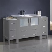  Torino 60'' Gray Modern Bathroom Vanity Cabinets w/ Integrated Sink, 59-3/4'' W x 18-1/8'' D x 33-3/4'' H