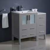  Torino 36'' Gray Modern Bathroom Vanity Cabinets w/ Integrated Sink, 36'' W x 18-1/8'' D x 33-3/4'' H