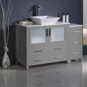  Torino 48'' Gray Modern Bathroom Vanity Cabinets w/ Top & Vessel Sink, 47-1/2'' W x 18-1/8'' D x 35-5/8'' H