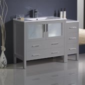  Torino 48'' Gray Modern Bathroom Vanity Cabinets w/ Integrated Sink, 47-1/2'' W x 18-1/8'' D x 33-3/4'' H