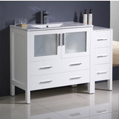  Torino 48'' Wide White Modern Bathroom Cabinets w/ Integrated Sink