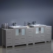  Torino 84'' Gray Modern Double Sink Bathroom Vanity Cabinets w/ Integrated Sinks, 84'' W x 18-1/8'' D x 33-3/4'' H