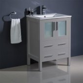  Torino 24'' Gray Modern Bathroom Vanity Cabinet w/ Integrated Sink, 24'' W x 18-1/8'' D x 33-3/4'' H