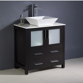  Torino 30'' Wide Espresso Modern Bathroom Cabinet w/ Top & Vessel Sink