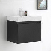  Nano Black 23-2/5'' Wide Modern Bathroom Cabinet w/ Integrated Sink
