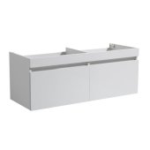  Mezzo 48'' White Wall Hung Double Sink Modern Bathroom Vanity Base Cabinet, 47'' W x 18-3/4'' D x 17-5/8'' H