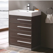  Livello 24'' Wide Gray Oak Modern Bathroom Cabinet w/ Integrated Sink