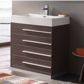  Livello 30'' Wide Gray Oak Modern Bathroom Cabinet w/ Integrated Sink