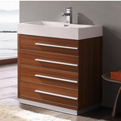  Livello 30'' Wide Teak Modern Bathroom Cabinet w/ Integrated Sink