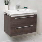  Medio Gray Oak 31-2/5'' Wide Modern Bathroom Cabinet w/ Vessel Sink