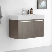 Vista 30'' Gray Oak Wall Hung Modern Bathroom Cabinet w/ Integrated Sink, Overall Dimensions: 29-1/2'' W x 18-7/8'' D x 21-5/8'' H