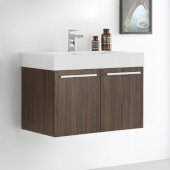  Vista 30'' Walnut Wall Hung Modern Bathroom Cabinet w/ Integrated Sink, Overall Dimensions: 29-1/2'' W x 18-7/8'' D x 21-5/8'' H