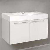  Vista White 36'' Wide Modern Bathroom Base Cabinet w/ Countertop/Integrated Sink, 35-3/8'' W x 18-3/4'' D x 21-3/4'' H