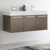  Vista 48'' Gray Oak Wall Hung Double Sink Modern Bathroom Cabinet w/ Integrated Sink, Overall Dimensions: 47-5/16'' W x 18-7/8'' D x 21-5/8'' H