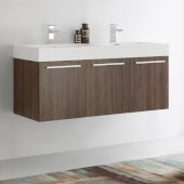  Vista 48'' Walnut Wall Hung Double Sink Modern Bathroom Cabinet w/ Integrated Sink, Overall Dimensions: 47-5/16'' W x 18-7/8'' D x 21-5/8'' H