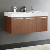  Vista 48'' Teak Wall Hung Double Sink Modern Bathroom Cabinet w/ Integrated Sink, Overall Dimensions: 47-5/16'' W x 18-7/8'' D x 21-5/8'' H