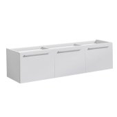  Vista 60'' White Wall Hung Double Sink Modern Bathroom Vanity Base Cabinet, 59'' W x 18-3/4'' D x 17-5/8'' H