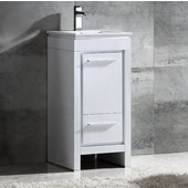  Allier 16'' Wide White Modern Bathroom Cabinet w/ Sink