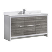  Allier Rio 60'' Ash Gray Single Sink Modern Bathroom Vanity w/ Top & Sink, Cabinet Base: 60'' W x 20-1/2'' D x 33-1/2'' H, Sink: 18-1/4'' W x 11-1/2'' D x 4-3/4'' H