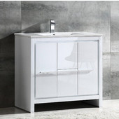  Allier 36'' Wide White Modern Bathroom Cabinet w/ Sink