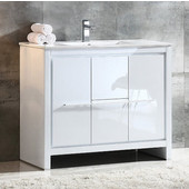  Allier 40'' Wide White Modern Bathroom Cabinet w/ Sink