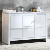  Allier 48'' Wide White Modern Bathroom Cabinet w/ Sink