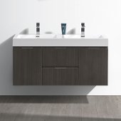  Valencia 48'' Gray Oak Wall Hung Double Sink Modern Bathroom Vanity, Vanity Base: 48'' W x 19'' D x 23-11/16'' H, Sink: 19-11/16'' W x 12-5/16'' D x 4-4/5'' H