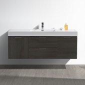  Valencia 60'' Gray Oak Wall Hung Modern Bathroom Vanity, Vanity Base: 60'' W x 19'' D x 23-11/16'' H, Sink: 21-7/8'' W x 12-5/16'' D x 4-4/5'' H