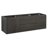  Valencia 60'' Gray Oak Wall Hung Single Sink Modern Bathroom Cabinet , Vanity Base: 60'' W x 19'' D x 19-11/16'' H