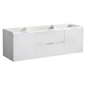  Valencia 60'' Glossy White Wall Hung Double Sink Modern Bathroom Cabinet , Vanity Base: 60'' W x 19'' D x 19-11/16'' H