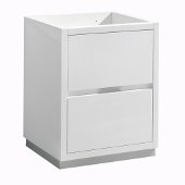  Valencia 24'' Glossy White Free Standing Modern Bathroom Cabinet , Vanity Base: 24'' W x 19'' D x 30'' H