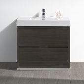  Valencia 36'' Gray Oak Free Standing Modern Bathroom Vanity, Vanity Base: 36'' W x 19'' D x 34'' H, Sink: 18-1/5'' W x 12-5/16'' D x 4-11/16'' H
