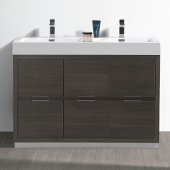  Valencia 48'' Gray Oak Free Standing Double Sink Modern Bathroom Vanity, Vanity Base: 48'' W x 19'' D x 34'' H, Sink: 19-11/16'' W x 12-5/16'' D x 4-4/5'' H