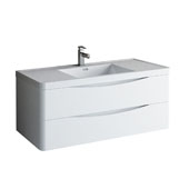 Tuscany 48'' Wall Hung Single Bathroom Vanity Cabinet with Integrated Sink in Glossy White Finish, 47-3/10'' W x 18-9/10'' D x 19-7/10'' H