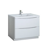  Tuscany 40'' Freestanding Single Bathroom Vanity Cabinet with Integrated Sink in Glossy White Finish, 39-1/2'' W x 18-9/10'' D x 33-1/2'' H