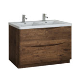  Tuscany 48'' Freestanding Double Bathroom Vanity Cabinet with Integrated Sinks in Rosewood Finish, 47-3/10'' W x 18-9/10'' D x 33-1/2'' H