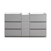  Lazzaro 60'' Freestanding Partitioned Double Bathroom Vanity Cabinet in Gray Finish, 59-1/2'' W x 18-2/5'' D x 34-3/10'' H