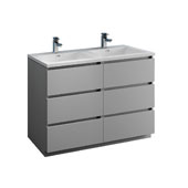  Lazzaro 48'' Freestanding Double Modern Bathroom Vanity Cabinet with Integrated Sinks in Gray, 47-1/2'' W x 18-1/2'' D x 35-2/5'' H