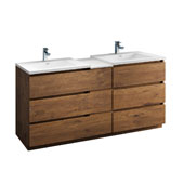  Lazzaro 72'' Freestanding Partitioned Double Bathroom Vanity Cabinet with Integrated Sinks in Rosewood Finish, 71-1/10'' W x 18-1/2'' D x 35-2/5'' H