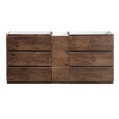  Lazzaro 72'' Freestanding Partitioned Double Bathroom Vanity Cabinet in Rosewood Finish, 71'' W x 18-2/5'' D x 34-3/10'' H
