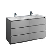  Lazzaro 60'' Freestanding Double Bathroom Vanity Cabinet with Integrated in Gray Finish, 59-3/10'' W x 18-1/2'' D x 35-2/5'' H