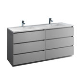  Lazzaro 72'' Freestanding Double Bathroom Vanity Cabinet with Integrated Sinks in Gray Finish, 71-1/10'' W x 18-1/2'' D x 35-2/5'' H