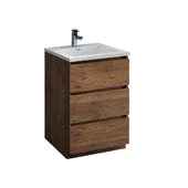  Lazzaro 24'' Freestanding Single Bathroom Vanity Cabinet with Integrated Sink in Rosewood Finish, 23-4/5'' W x 18-1/2'' D x 35-2/5'' H