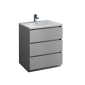  Lazzaro 30'' Freestanding Single Bathroom Vanity Cabinet with Integrated Sink in Gray Finish, 29-7/10'' W x 18-1/2'' D x 35-2/5'' H